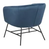 Ramy Fauteuil In Marineblauwe Stof En Zwart Metalen Onderstel.