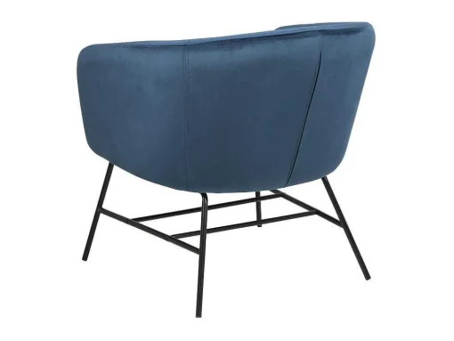 Ramy Fauteuil In Marineblauwe Stof En Zwart Metalen Onderstel.