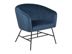 Ramy Fauteuil In Marineblauwe Stof En Zwart Metalen Onderstel.