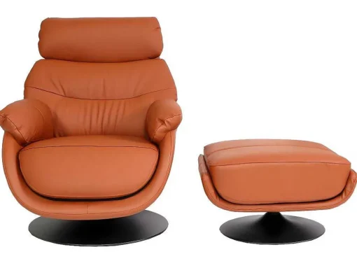 Relaxfauteuil Met Kruk Mcw-K99, Bruin