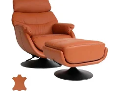Relaxfauteuil Met Kruk Mcw-K99, Bruin