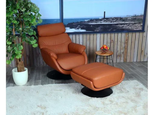 Relaxfauteuil Met Kruk Mcw-K99, Bruin