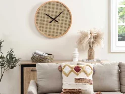 Rieten Wandklok - D60 Cm - Mdf En Hout - Naturel - Fietra
