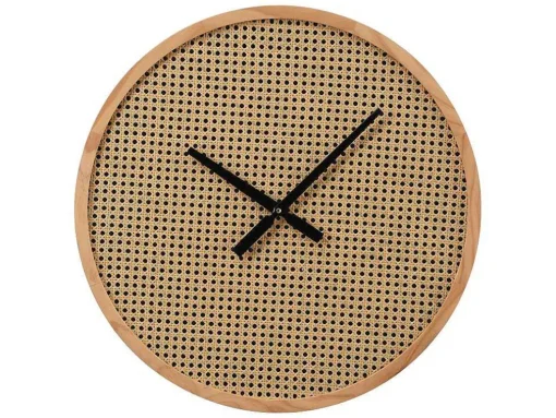 Rieten Wandklok - D60 Cm - Mdf En Hout - Naturel - Fietra