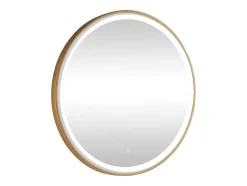 Ronde Badkamerspiegel Met Ledverlichting En Goudkleurige Lijst Diameter 80 Cm Numea
