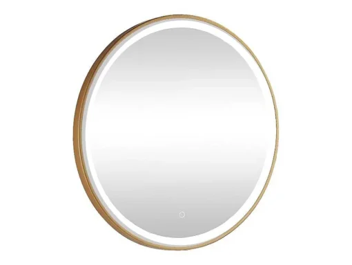 Ronde Badkamerspiegel Met Ledverlichting En Goudkleurige Lijst Diameter 80 Cm Numea