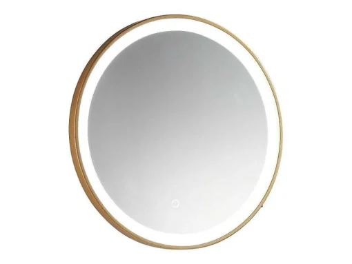 Ronde Badkamerspiegel Met Ledverlichting En Goudkleurige Lijst Diameter 80 Cm Numea
