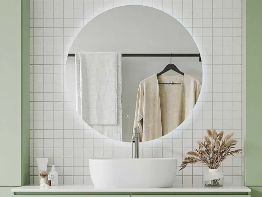Ronde Badkamerspiegel Zonder Kader Anticondens Met Ledverlichting Diameter 90 Cm Romula