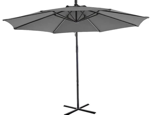 Ronde Hangparasol - Grijs - Staal - Ledverlichting - Diameter: 2,93 M - Pocota