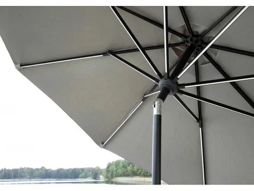 Sabal Parasol Met Kantelfunctie En Led-Verlichting Grijs.