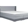 Samenstelling Boxspring Hoofdbord Met Leds + Lattenbodems + Matras + Dekmatras Asti Van Ysmee - 160 X 200 Cm - Antraciet En Lichtgrijs