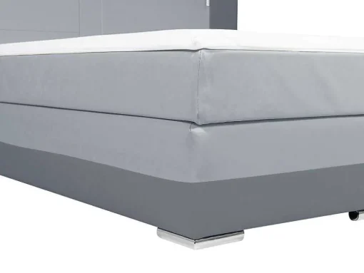 Samenstelling Boxspring Hoofdbord Met Leds + Lattenbodems + Matras + Dekmatras Asti Van Ysmee - 160 X 200 Cm - Antraciet En Lichtgrijs