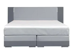 Samenstelling Boxspring Hoofdbord Met Leds + Lattenbodems + Matras + Dekmatras Asti Van Ysmee - 160 X 200 Cm - Antraciet En Lichtgrijs
