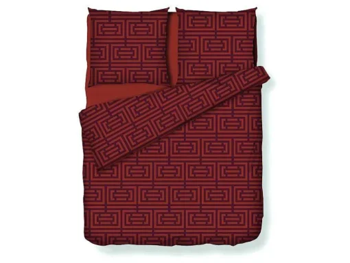 Satijnen Beddengoed Set Met 80 Draden/Cm - Dekbedovertrek 240 X 260 Cm + 2 Kussenslopen 63 X 63 Cm - Terracotta - Burby
