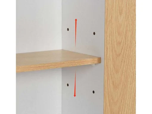 Schoenenkast In Hout En Rotan - 3 Klepdeuren En 1 Lade - Verstelbare Plank - Naturel & Wit