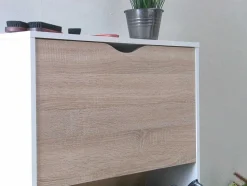Schoenenkasten Napoli (Set Van Drie) Met 3 Lades Wit / Eiken.