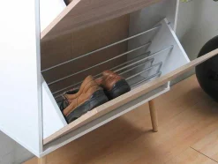 Schoenenkasten Napoli (Set Van Drie) Met 3 Lades Wit / Eiken.