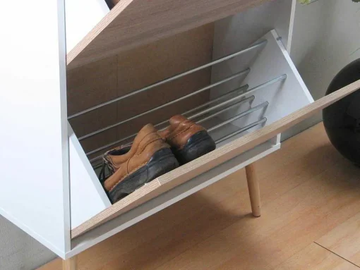 Schoenenkasten Napoli (Set Van Drie) Met 3 Lades Wit / Eiken.