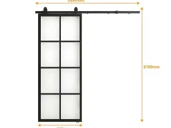 Schuifdeur Wilden - H205 X L83 Cm - Aluminium En Gehard Glas