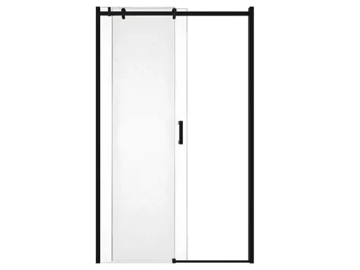 Schuifdouchedeur Met Wieltjes Mat Zwart Industriele Stijl - 120 X 195 Cm - Anakao