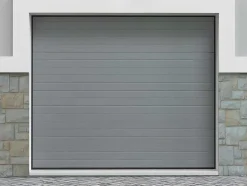 Sectionale Garagedeur Grijs Gegroefd Effect Met Motor - Noria