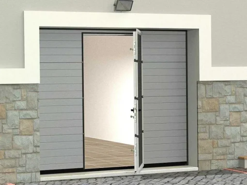 Sectionale Garagedeur Met Groefeffect Centrale Deur Grijs Met Somfy Motor - Noria