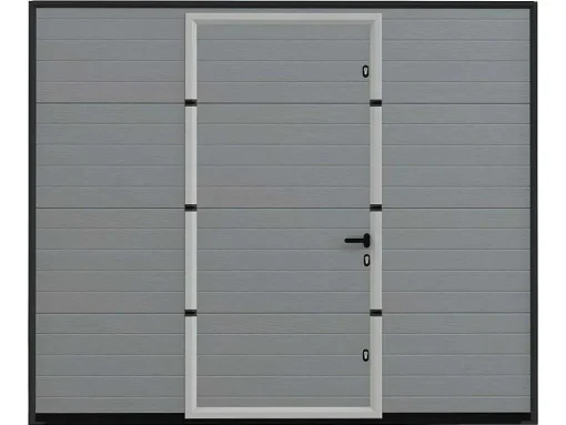 Sectionale Garagedeur Met Groefeffect Centrale Deur Grijs Met Somfy Motor - Noria