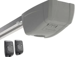 Sectionale Garagedeur Met Gegroefd Effect En Centrale Loopdeur - Antraciet - Met Somfy-Motor - Noria
