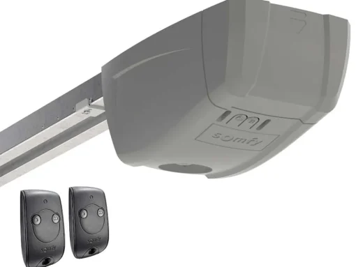 Sectionale Garagedeur Met Gegroefd Effect En Centrale Loopdeur - Antraciet - Met Somfy-Motor - Noria