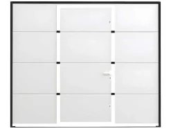 Sectionale Garagedeur Met Glad Effect En Centrale Witte Loopdeur Met Motor - Lavega