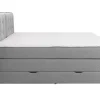 Set Boxspring Met Hoofdbord + Bedbodems Met Opbergruimte + Matras + Dekmatras - 160 X 200 Cm - Lichtgrijze Stof - Perama Van Palacio