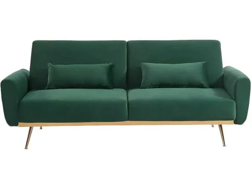 Set Donkergroene 3-Zitsslaapbank Launei En Taupekleurig Tapijt Dolce