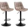 Set Van 2 Barkrukken Lima Ii - Fluweel & Metaal - Beige