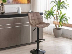 Set Van 2 Barkrukken Lima Ii - Fluweel & Metaal - Beige