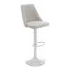 Set Van 2 Barkrukken Van Stof En Wit Metaal - Beige - Kiyola