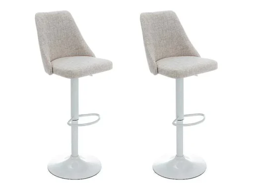 Set Van 2 Barkrukken Van Stof En Wit Metaal - Beige - Kiyola