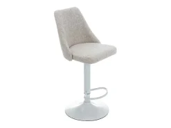Set Van 2 Barkrukken Van Stof En Wit Metaal - Beige - Kiyola