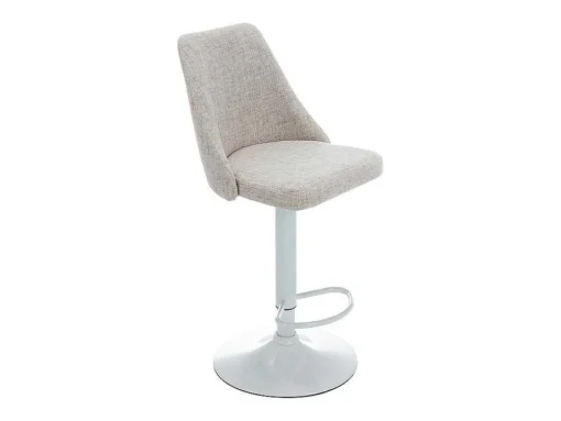 Set Van 2 Barkrukken Van Stof En Wit Metaal - Beige - Kiyola