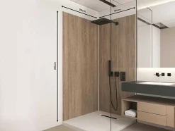 Set Van 2 Douchewandpanelen Met Houteffect Van Aluminium Met Profielen - 2 X L90 X H210 Cm Eneko