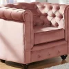 Set Van 2 Fauteuils Chesterfield - Fluweel - Pastel Roze