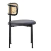Set Van 2 Fluwelen En Rotan Stoelen - Metalen Poten - Grijs
