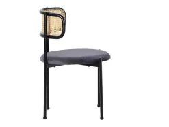 Set Van 2 Fluwelen En Rotan Stoelen - Metalen Poten - Grijs