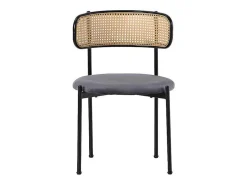 Set Van 2 Fluwelen En Rotan Stoelen - Metalen Poten - Grijs