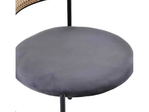 Set Van 2 Fluwelen En Rotan Stoelen - Metalen Poten - Grijs