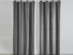 Set Van 2 Fluwelen Gordijnen - 140 X 260 Cm - Grijs - Ahtari