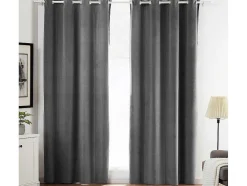 Set Van 2 Fluwelen Gordijnen - 140 X 260 Cm - Grijs - Ahtari
