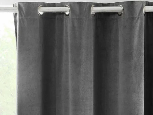 Set Van 2 Fluwelen Gordijnen - 140 X 260 Cm - Grijs - Ahtari