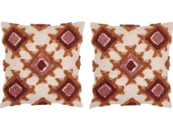 Set Van 2 Getufte En Bedrukte Kussens - 45 X 45 Cm - Katoen - Meerdere Kleuren - Magna
