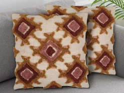 Set Van 2 Getufte En Bedrukte Kussens - 45 X 45 Cm - Katoen - Meerdere Kleuren - Magna