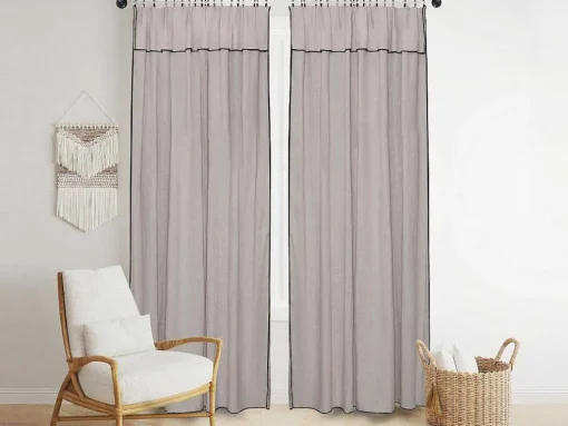 Set Van 2 Gordijnen Van Katoen En Linnen - 140 X 280 Cm - Taupegrijs - Borina